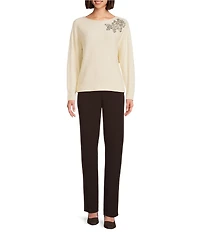 Investments Haute Embellished Long Sleeve Boat Neck Sweater