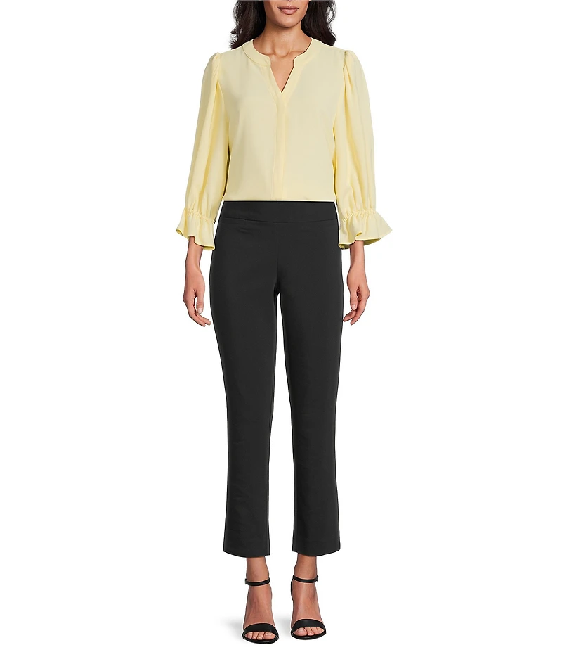 Investments Julie 3/4 Sleeve Y-Neck Button Down Blouse