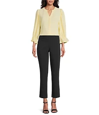 Investments Julie 3/4 Sleeve Y-Neck Button Down Blouse