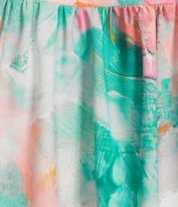 Investments Julie Abstract Marble Print 3/4 Sleeve Y-Neck Button Down Blouse