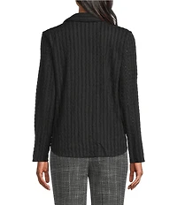 Investments Knit Long Sleeve Y-Neck Button Front Novelty Top