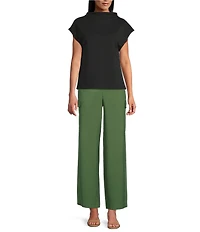 Investments Knit Short Sleeve High Neck Ottoman Top