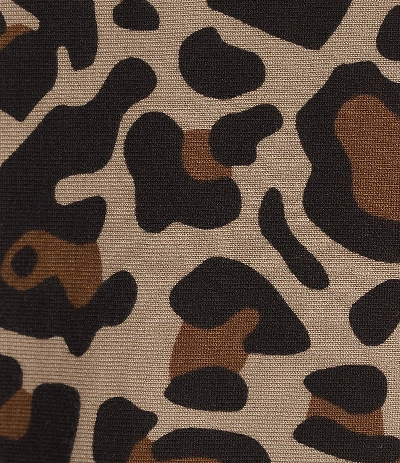 Investments Leopard Print Long Sleeve Boat Neck Pullover Sweater