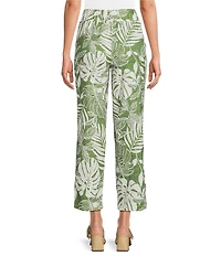Investments Lime Palm Tropical Print Pull-On Straight Leg Ankle Pants