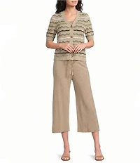 Investments Linen Blend Pull-On Wide Leg Crop Pants