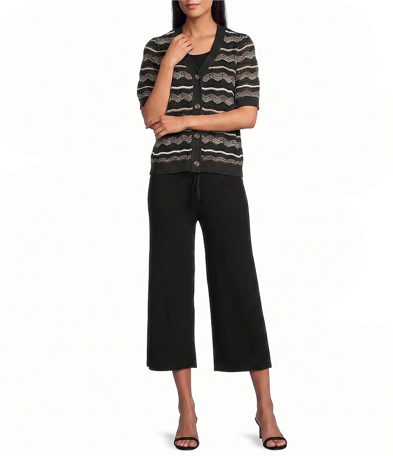 Investments Linen Blend Pull-On Wide Leg Crop Pants