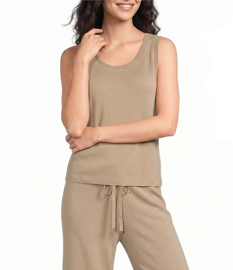 Investments Linen Blend Scoop Neck Sleeveless Top