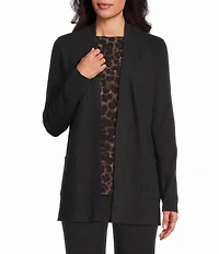 Investments Long Sleeve Open Front Patch Pocket Cardigan