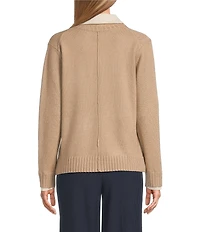 Investments Long Sleeve Point Collar Twofer Sweater