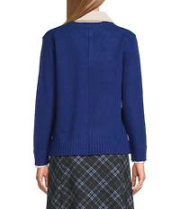 Investments Long Sleeve Point Collar Twofer Sweater