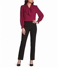 Investments Long Sleeve V-Neck Bow Blouse