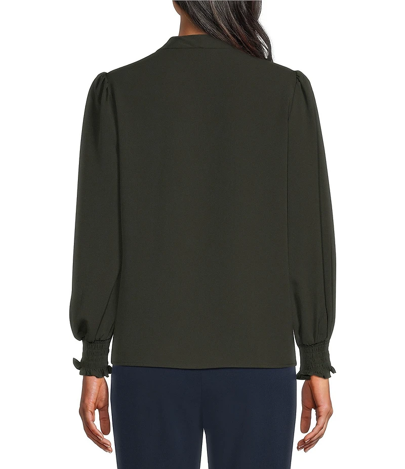 Investments Long Sleeve V-Neck Bow Blouse
