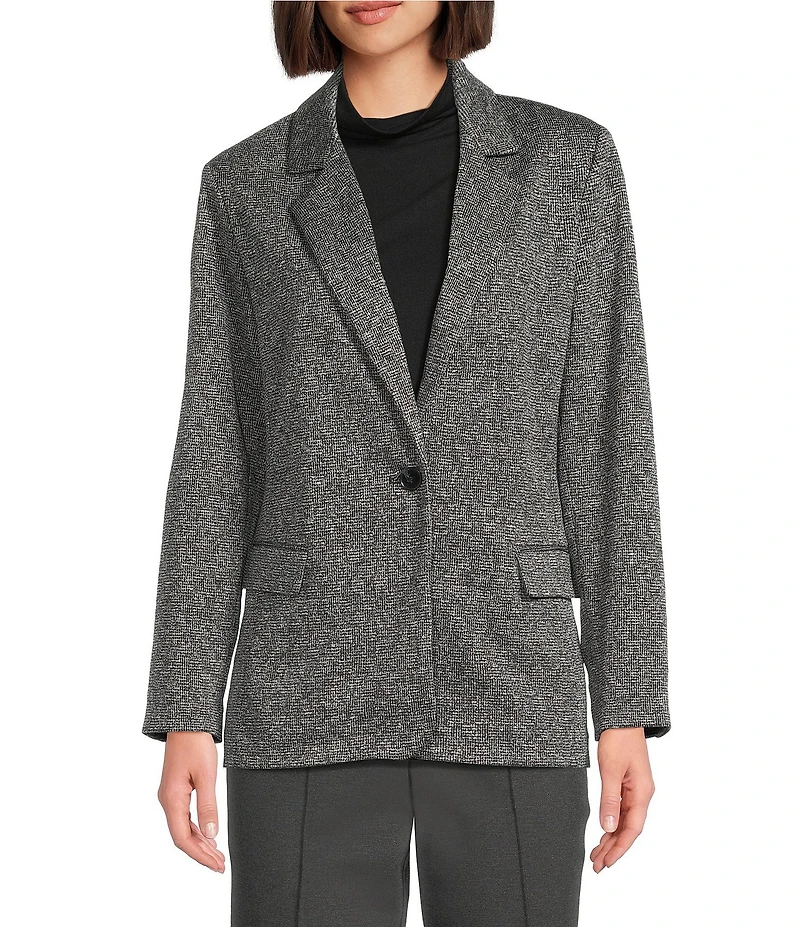 Investments Melange Long Sleeve One Button Notch Lapel Blazer