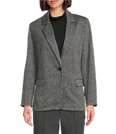 Investments Melange Long Sleeve One Button Notch Lapel Blazer