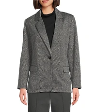 Investments Melange Long Sleeve One Button Notch Lapel Blazer