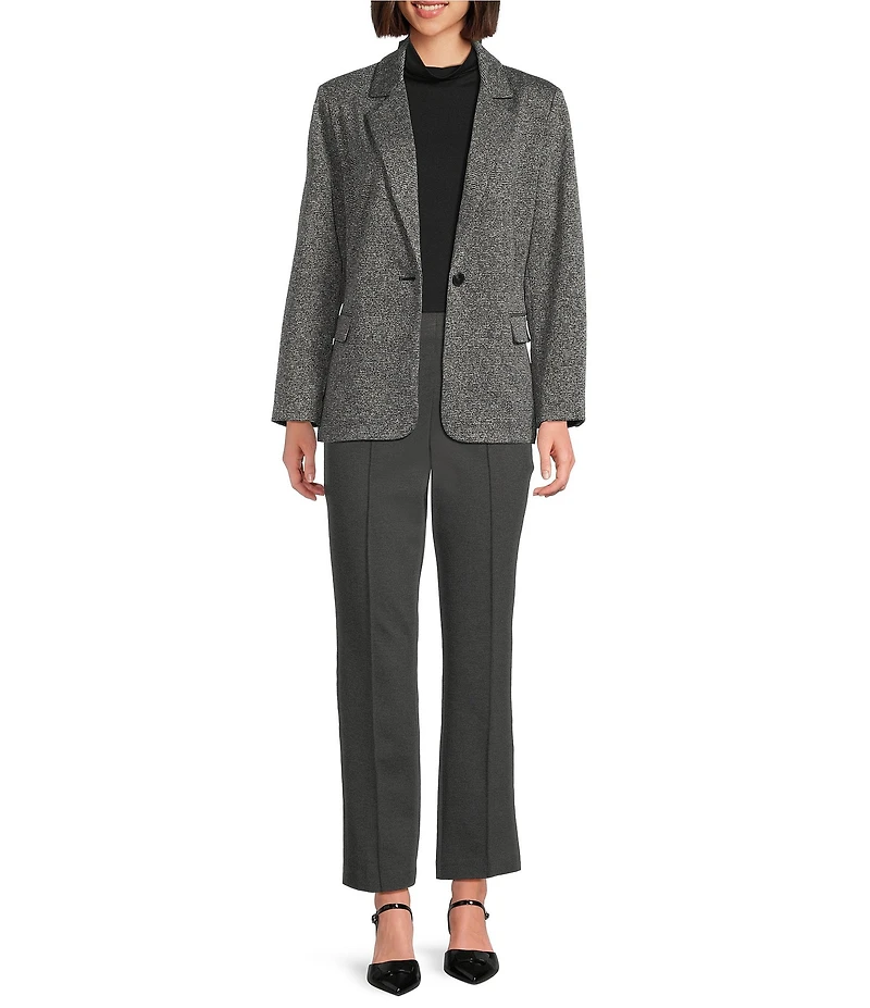 Investments Melange Long Sleeve One Button Notch Lapel Blazer