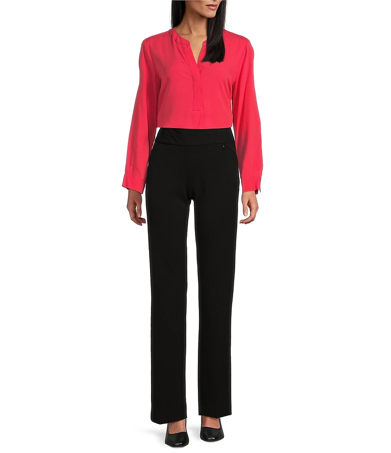 Investments Nora Long Sleeve Y-Neck Drapey Twill Blouse