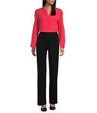 Investments Nora Long Sleeve Y-Neck Drapey Twill Blouse