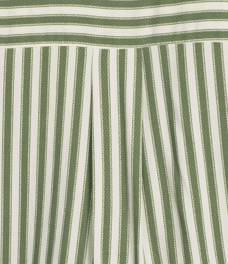 Investments Nora Stripe Long Sleeve Y-Neck Drapey Twill Blouse