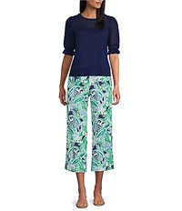 Investments Novelty Short Puff Sleeve Crew Neck Sweater Top