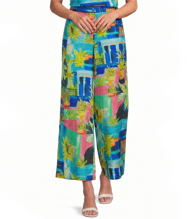 Investments Palm Patch Wide Leg Crinkle Coordinating Pants