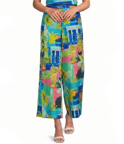 Investments Palm Patch Wide Leg Crinkle Coordinating Pants