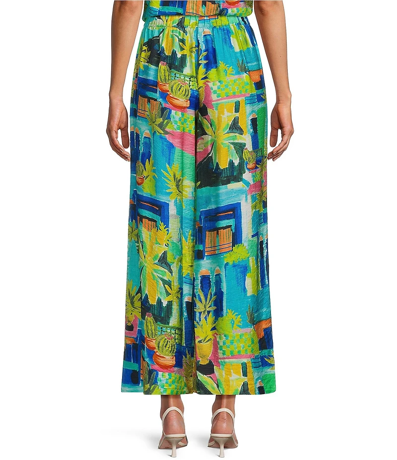 Investments Palm Patch Wide Leg Crinkle Coordinating Pants