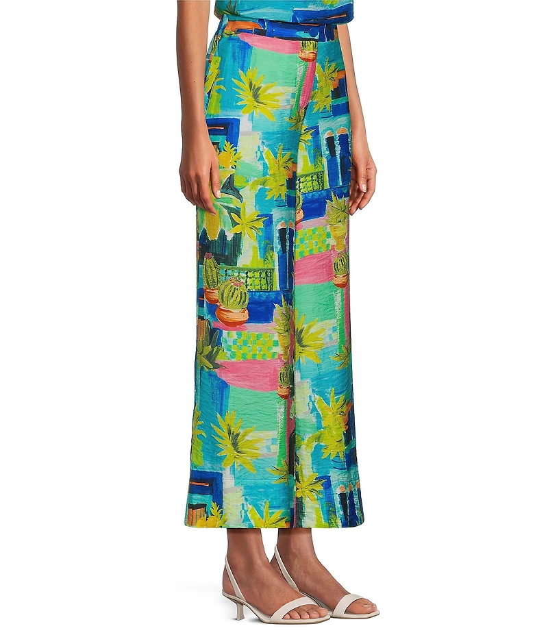 Investments Palm Patch Wide Leg Crinkle Coordinating Pants
