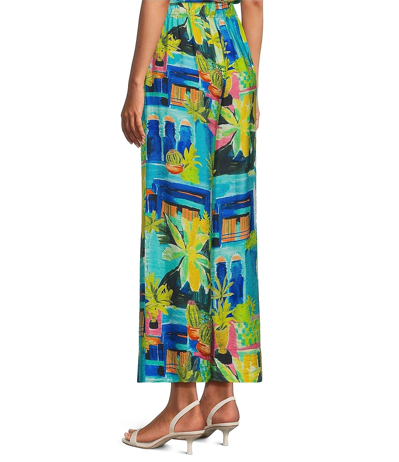 Investments Palm Patch Wide Leg Crinkle Coordinating Pants