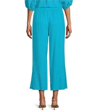 Investments Palm Tree Embroidery Pull-On Wide Leg Crop Coordinating Pants