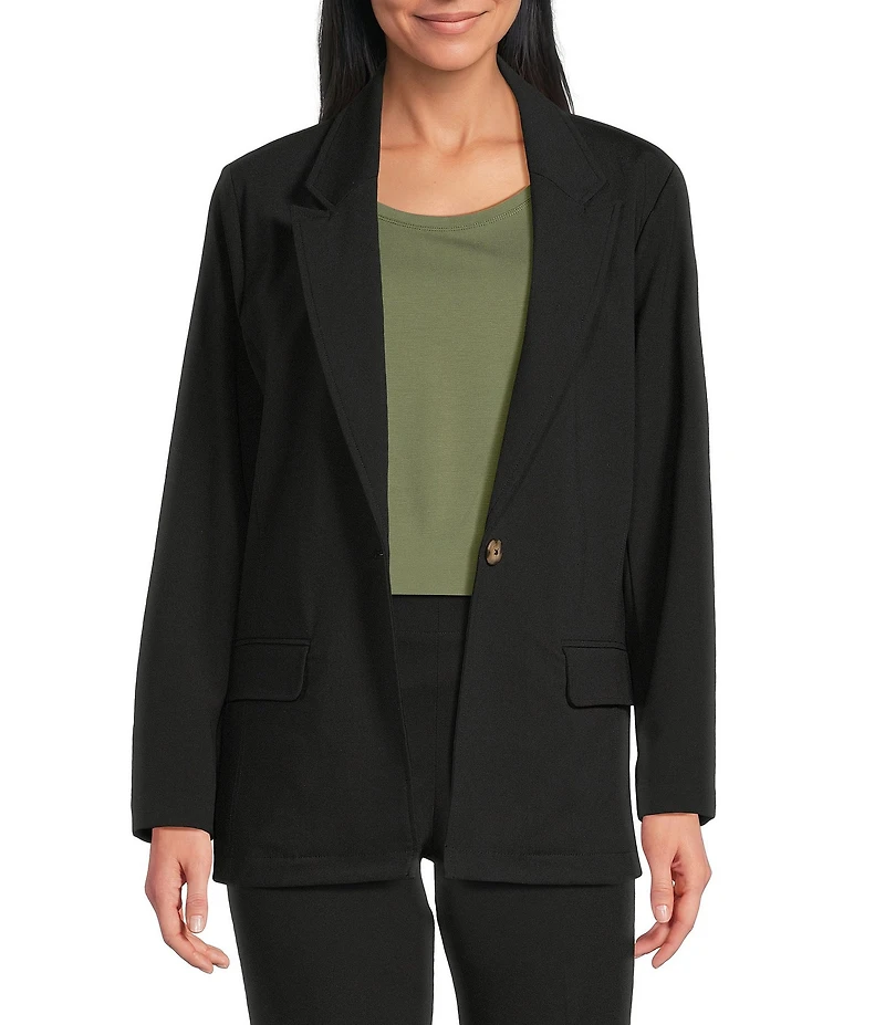 Investments Performance Traveler Long Sleeve One Button Notch Lapel Blazer