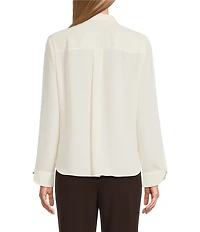 Investments Petite Angora Long Flounce Sleeve Point Collar Neck Top