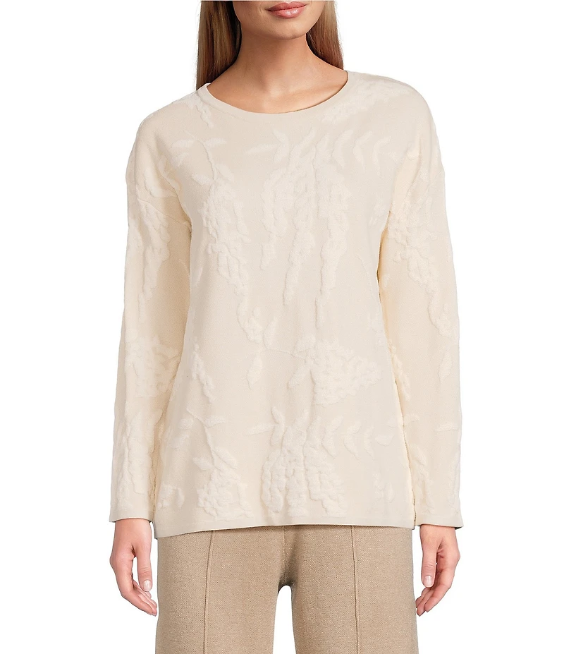 Investments Petite Angora Long Sleeve Crew Neck Pullover Top