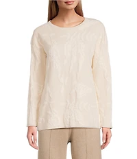 Investments Petite Angora Long Sleeve Crew Neck Pullover Top