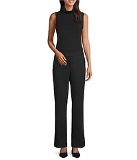 Investments Petite Black Seamed Waist Straight Leg Pants