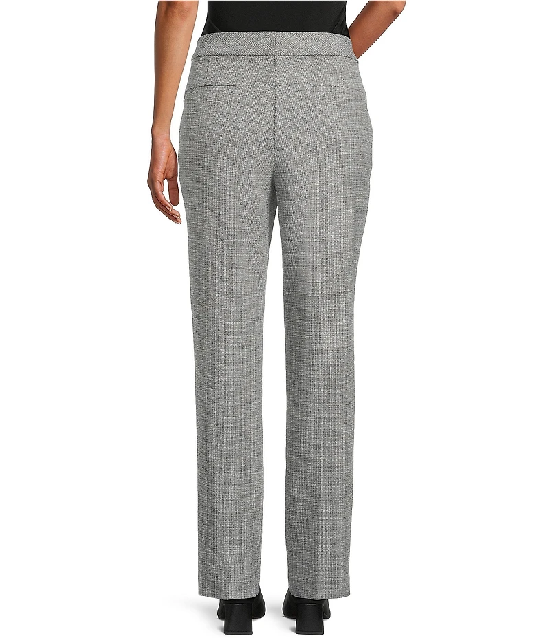 Investments Petite Black/White Cross the 5TH AVE fit Straight Leg Tummy Control Pants