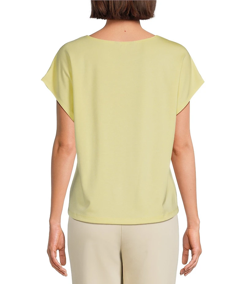 Investments Petite Size Cap Sleeve Boat Neck Rory Knit Tee