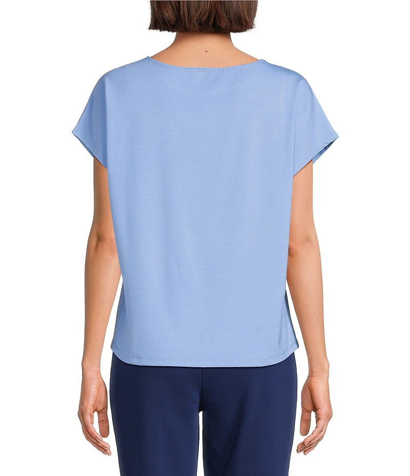 Investments Petite Size Cap Sleeve Boat Neck Rory Knit Tee