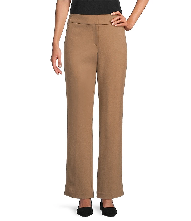 Investments Petite Coca Mocha Heather Seamed Waist Straight Leg Pants