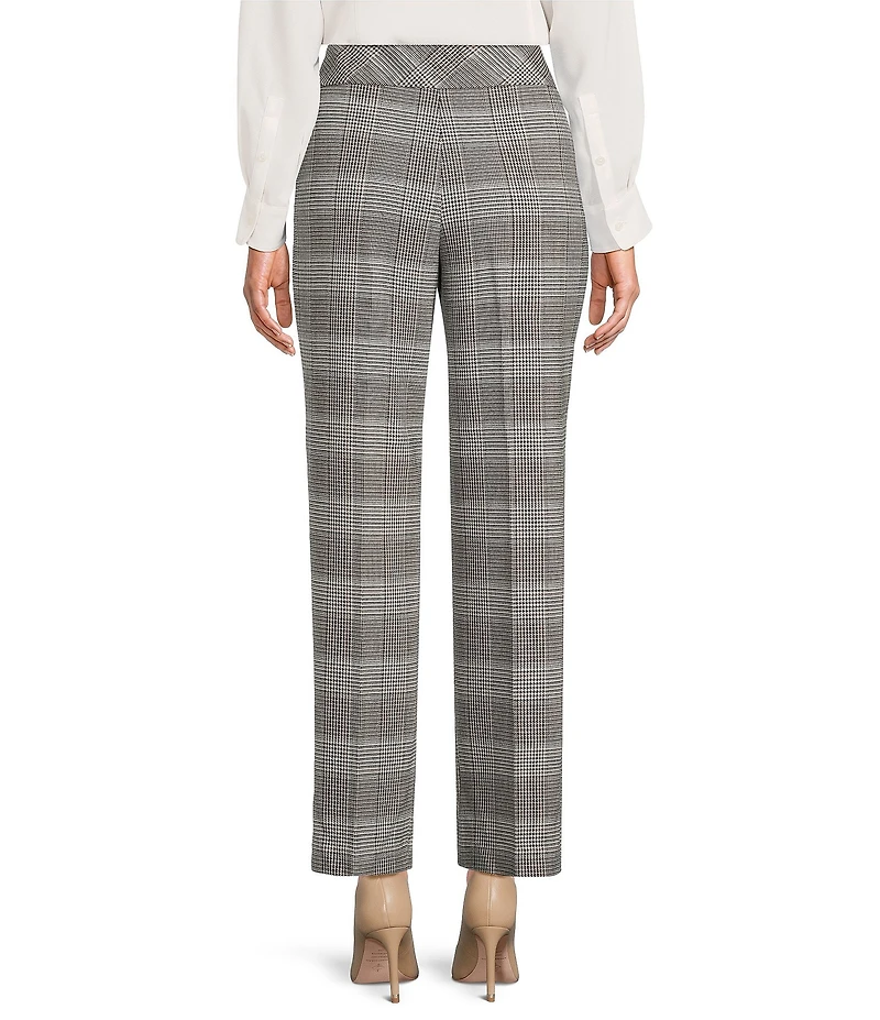 Investments Petite Houndstooth Plaid PARK AVE fit Pull-On Straight Leg Pants