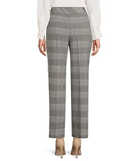 Investments Petite Houndstooth Plaid PARK AVE fit Pull-On Straight Leg Pants