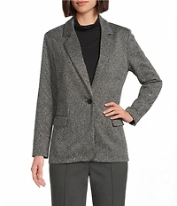 Investments Petite Melange Long Sleeve One Button Notch Lapel Blazer