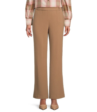 Investments Petite Flare Leg Pull-On Basket Weave Pants