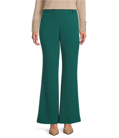 Investments Petite Flare Leg Pull-On Basket Weave Pants
