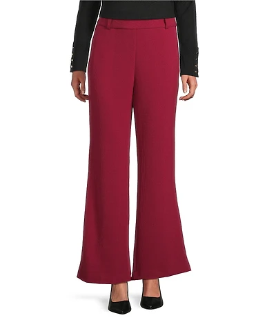 Investments Petite Flare Leg Pull-On Basket Weave Pants