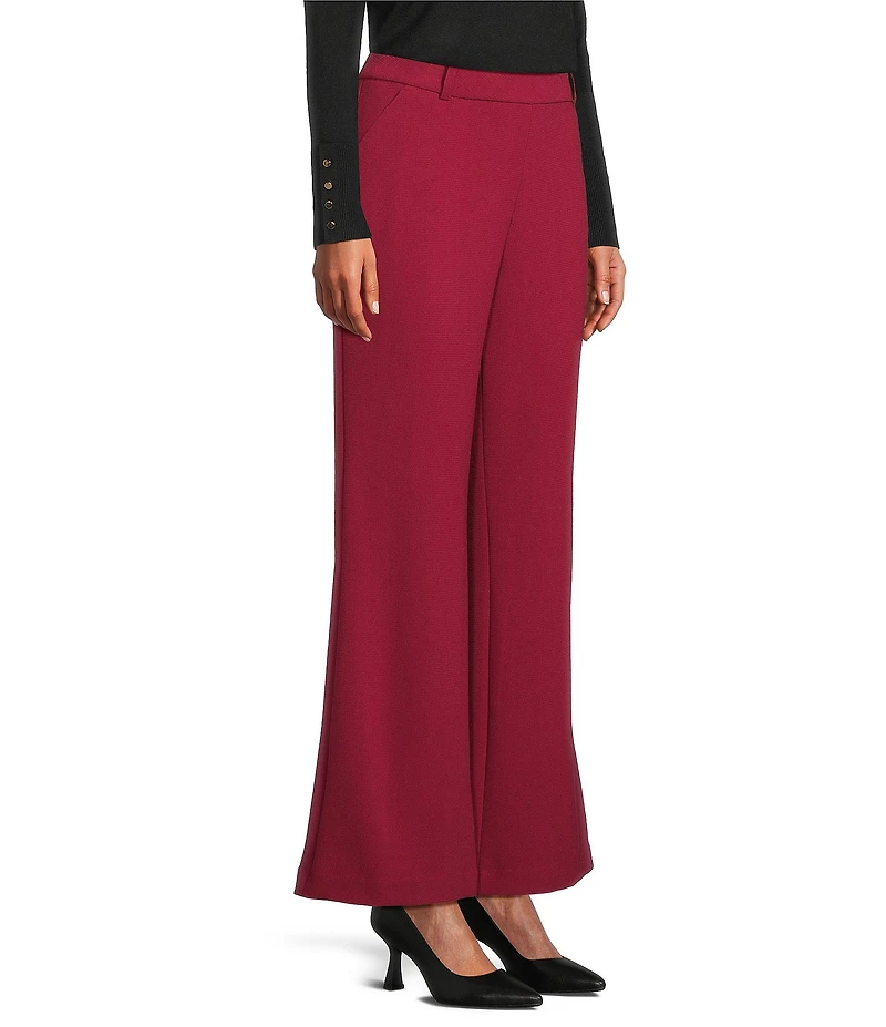 Investments Petite Flare Leg Pull-On Basket Weave Pants