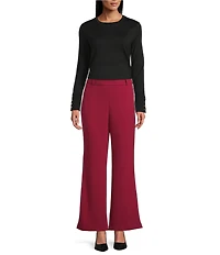 Investments Petite Flare Leg Pull-On Basket Weave Pants