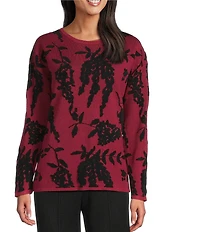 Investments Petite Rumba Red Long Sleeve Crew Neck Pullover Top