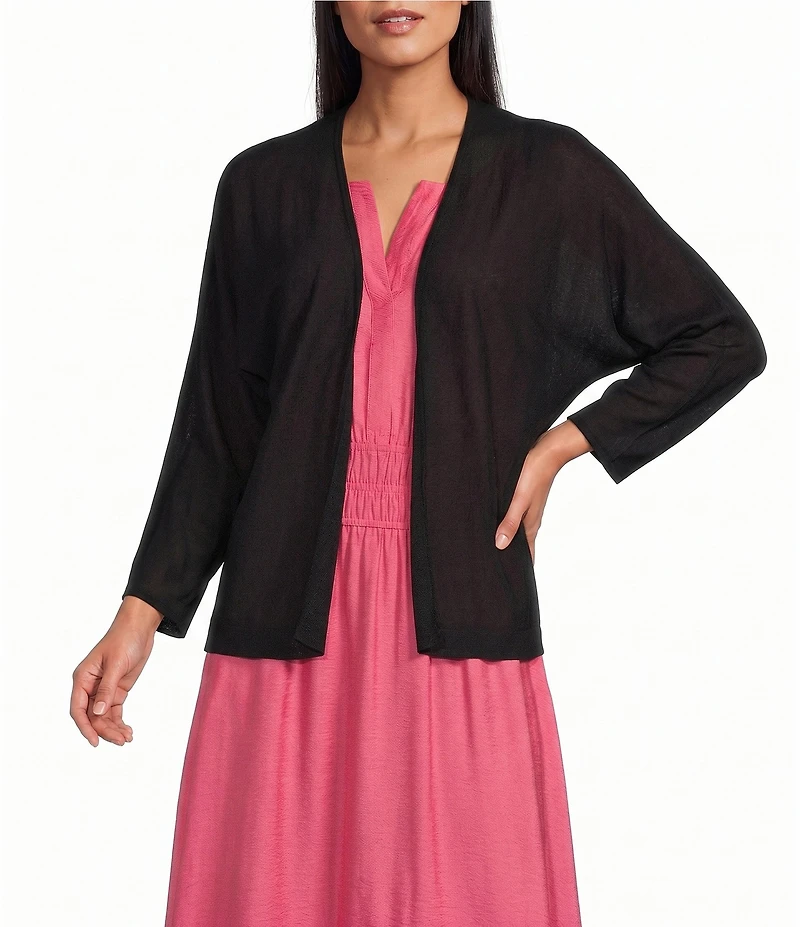 Investments Petite Size 3/4 Dolman Sleeve Open Front Cardigan