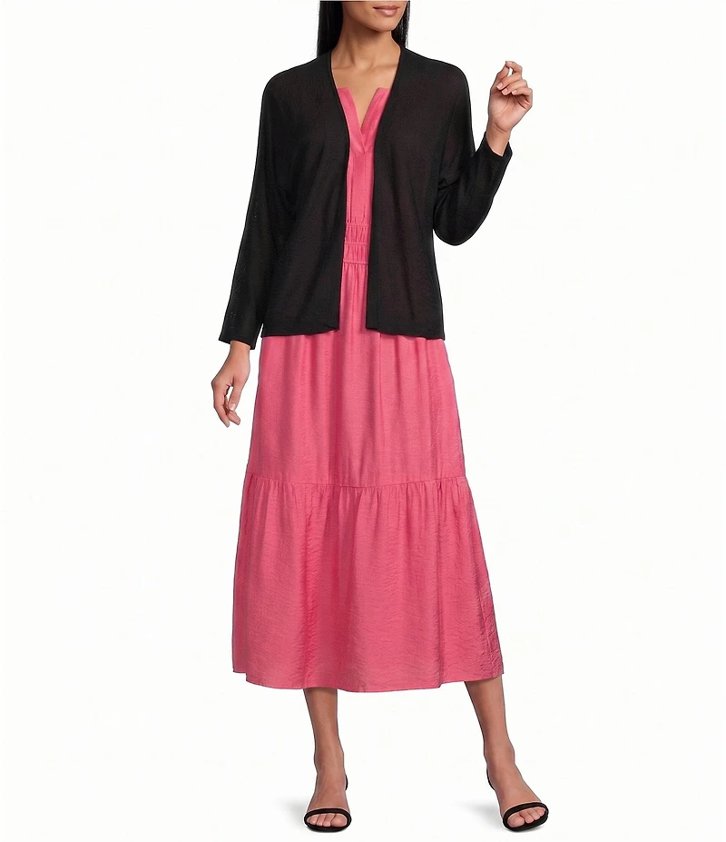 Investments Petite Size 3/4 Dolman Sleeve Open Front Cardigan